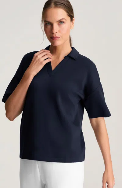 Jjill Fit Elevation Knit Polo In Blue