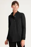Jjill J.jill Fit Fleece Snap-front Tunic In Black
