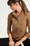 Jjill J.jill Fit Fleece Snap-front Tunic In Brown