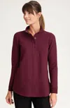 Jjill J.jill Fit Fleece Snap-front Tunic In Burgundy