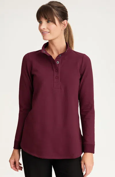 Jjill J.jill Fit Fleece Snap-front Tunic In Burgundy