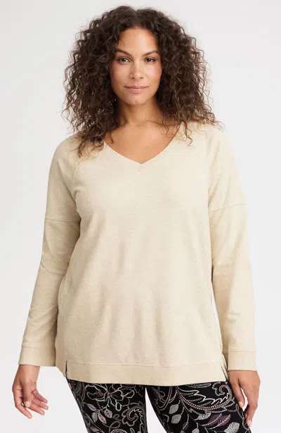 Jjill J.jill Fit French Terry Seamed Pullover In Brown