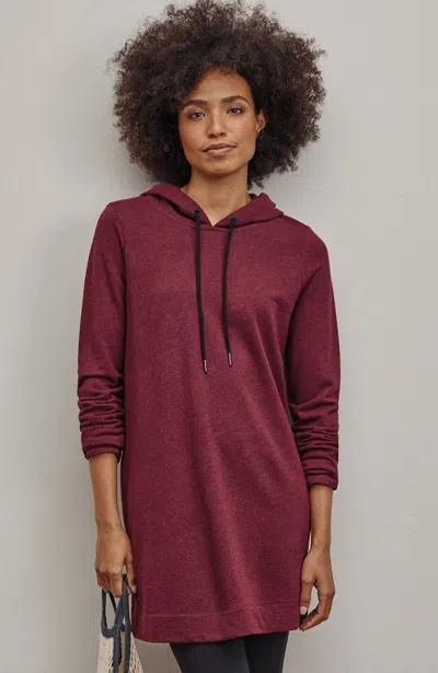 Jjill J.jill Fit French Terry Side-zip Hooded Tunic In Burgundy Heather