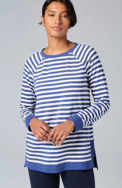 Jjill J.jill Fit French Terry Stepped-hem Tunic In Blue Lavender,cream