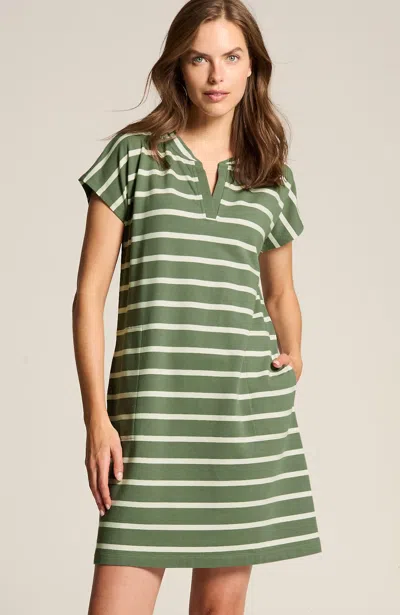 Jjill J.jill Fit French Terry T-shirt Dress In Cypress Green,cream