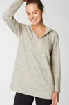 Jjill J.jill Fit Heathered-stripes Hooded Tunic In Medium Grey Heather Multi