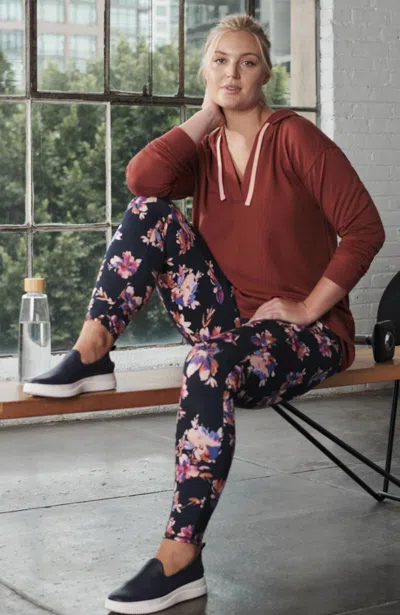 Jjill J.jill Fit High-rise Performance Leggings In Navy Blue Hazy Blooms