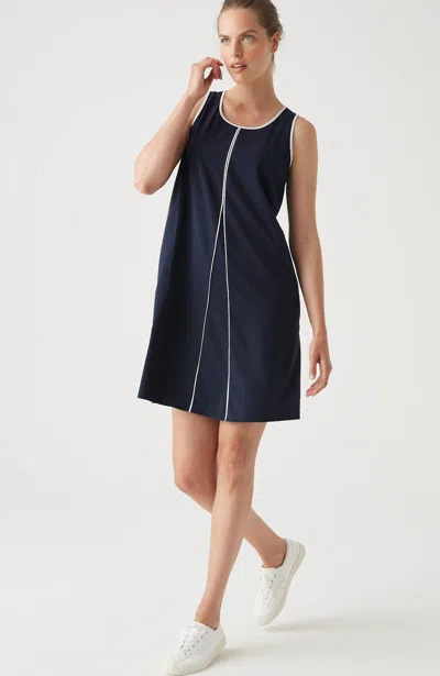 Jjill J.jill Fit On-the-go Swing Dress In Navy Blue,white