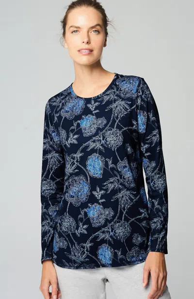 Jjill J.jill Fit Performance Long-sleeve Tee In Midnight Sky Ink Sketch