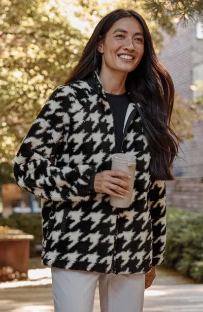 Jjill J.jill Fit Plush Sherpa Jacket In Black Giant Houndstooth