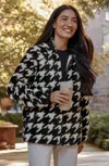 Jjill J.jill Fit Plush Sherpa Jacket In Black Giant Houndstooth