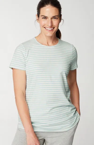 Jjill J.jill Fit Progress Pima-stretch Shirttail Tee In Dark Icy Mint Heather,cream
