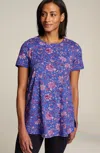 Jjill J.jill Fit Progress Seamed Tunic In Blue Opal Blossoming Vines