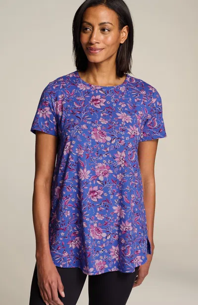 Jjill J.jill Fit Progress Seamed Tunic In Blue Opal Blossoming Vines