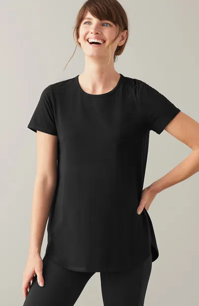 Jjill J.jill Fit Progress Pima-stretch Shirttail Tee In Black
