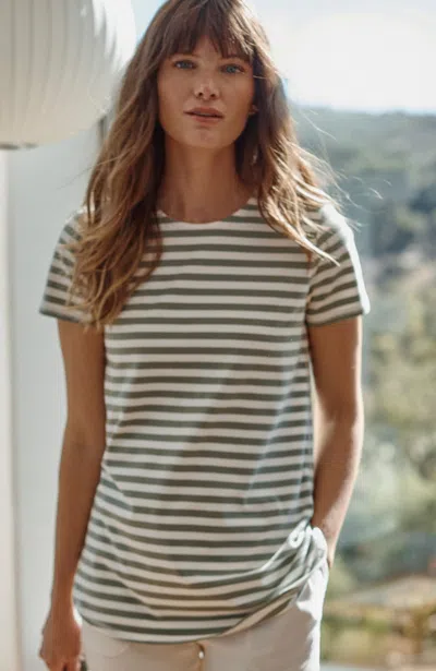 Jjill J.jill Fit Progress Shirttail Tee In Fern,cream