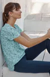 Jjill J.jill Fit Progress Shirttail Tee In Pale Aqua Ornate Foliage