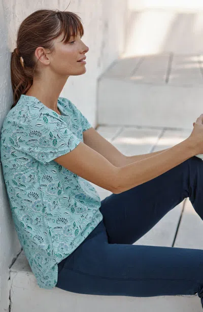 Jjill J.jill Fit Progress Shirttail Tee In Pale Aqua Ornate Foliage