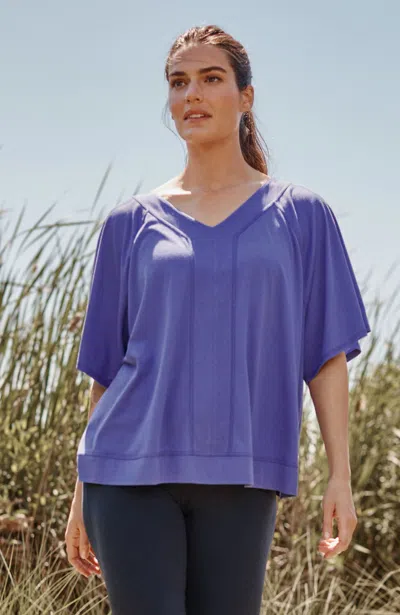 Jjill J.jill Fit Seamed V-neck Tee In Blue Orchid