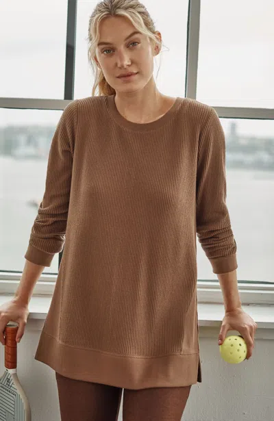Jjill J.jill Fit Waffle-textured Tunic In Brown