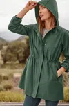 Jjill J.jill Fit Water-resistant Cinched-waist Anorak In Green