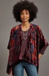 Jjill J.jill Floral Burnout Velvet Ruana In Dark Maroon Multi