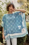 Jjill J.jill Floral Medallion Poncho In Deep Sea Multi