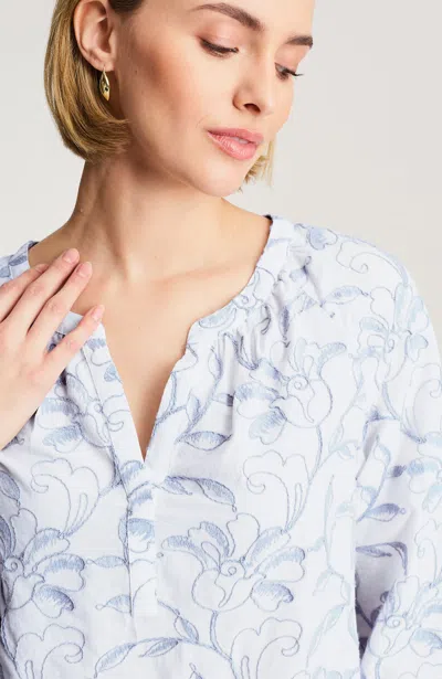 Jjill Floral-embroidered Peasant Top In Multi