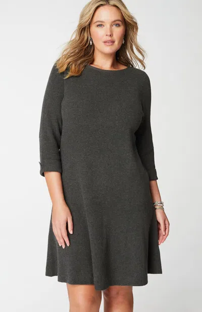 Jjill J.jill Flounced-hem Sweater Dress In Dark Charcoal Heather