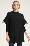 Jjill J.jill Fringed Cable Poncho In Black