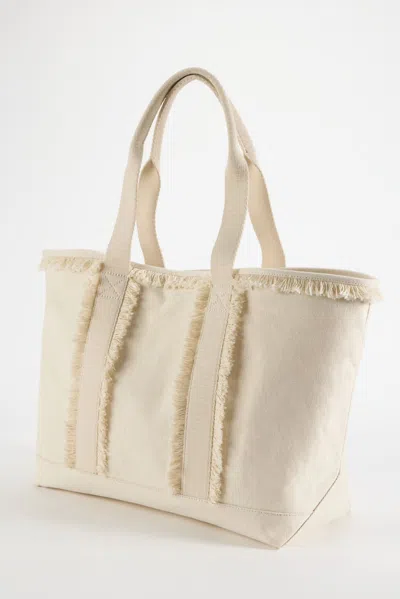 Jjill Fringed Canvas Tote In White