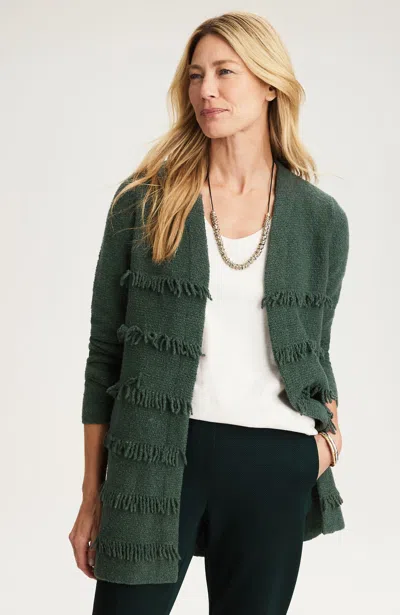 Jjill J.jill Fringed Cardi In Green
