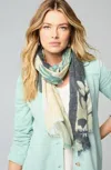 Jjill J.jill Fringed Exploded Floral Scarf In Nightingale Multi
