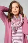 Jjill J.jill Fringed Plaid Square Scarf In Iced Mauve Multi