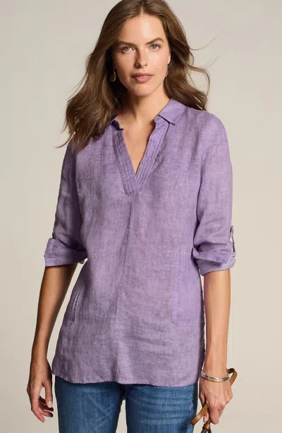 Jjill J.jill Garment-dyed Linen Popover Tunic In Light Lavender
