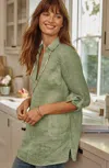 Jjill J.jill Garment-dyed Linen Popover Tunic In Light Willow
