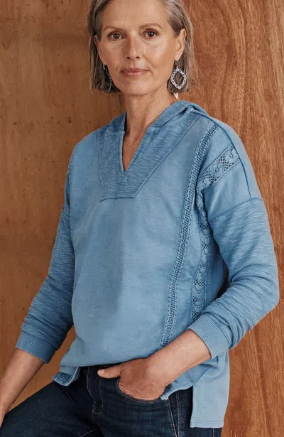 Jjill J.jill Garment-dyed Mixed-terry Crochet Hoodie