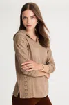 Jjill J.jill Garment-dyed Mixed-terry Crochet Hoodie