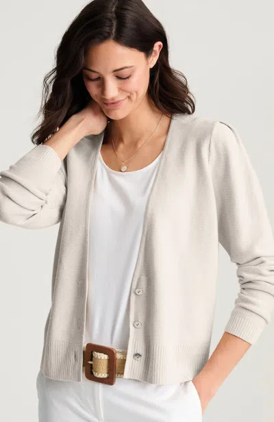 Jjill Garter-stitch Button-front Cardigan In Brown