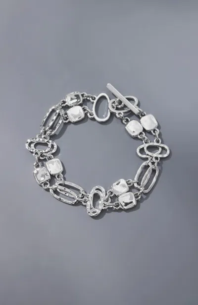 Jjill Geometric Layered Chain Bracelet In Silver