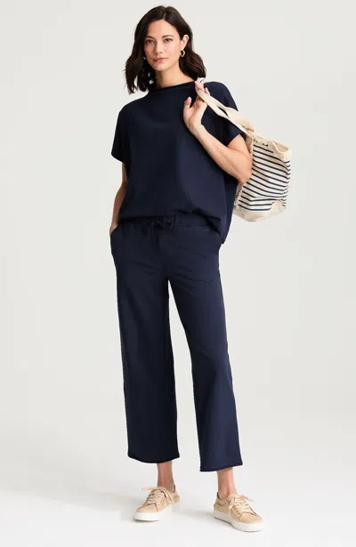 Jjill Getaway Wide-leg Knit Crops Pants In Navy Blue