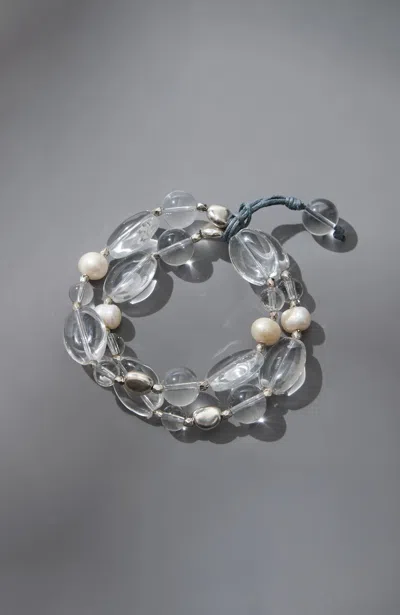 Jjill J.jill Glass-beaded Stretch Bracelet In Clear
