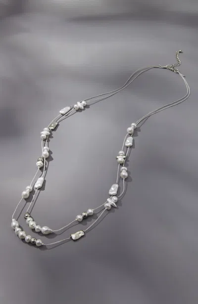 Jjill J.jill Glass Pearl Station Necklace In Ivory