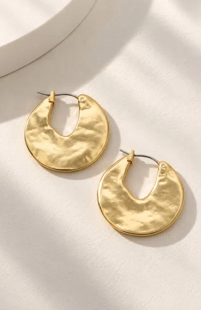 Jjill Hammered Metal Hoop Earrings In Goldtone