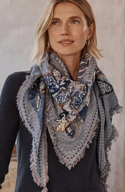 Jjill J.jill Hand-embroidered Floral Triangle Scarf In Multi