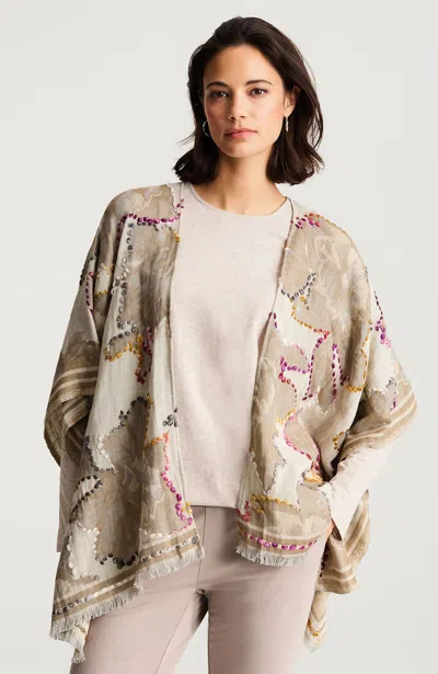 Jjill J.jill Hand-embroidered Ruana In Multi