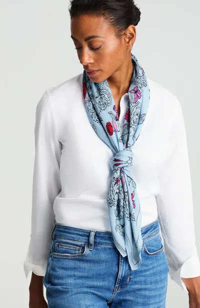 Jjill J.jill Heart-printed Square Scarf In Blue