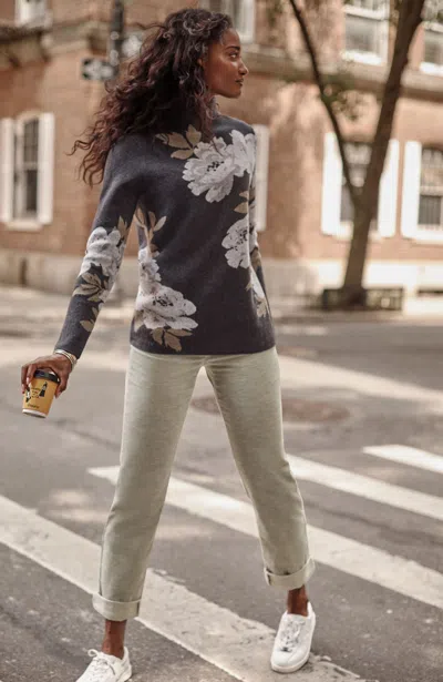Jjill J.jill Heathered-cord Relaxed Boyfriend Jeans In Grey Heather