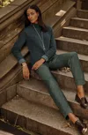 Jjill J.jill Herringbone Cuffed Pull-on Pants In Dark Teal Multi