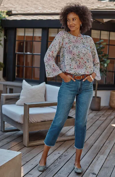 Jjill J.jill High-rise Fringe-hem Crops In Del Mar Wash